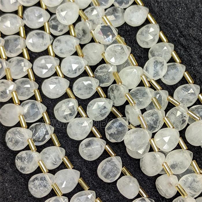 Natural Clear Crystal Quartz Beads Faceted Teardrop Topdrilled