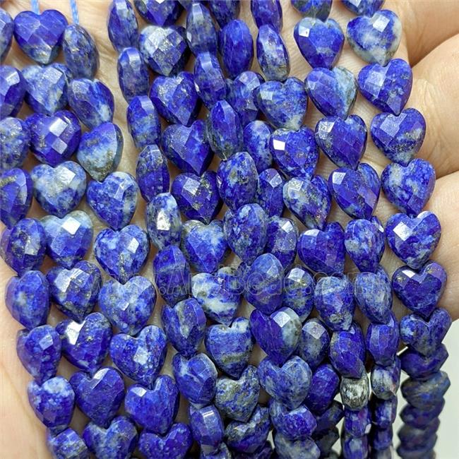 Natural Blue Lapis Lazuli Heart Beads Faceted