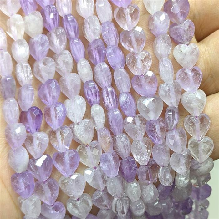 Natural Lt.purple Amethyst Heart Beads Faceted