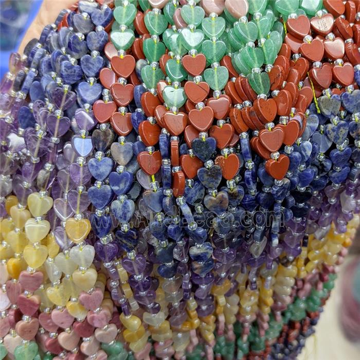 Mix Gemstone Heart Beads