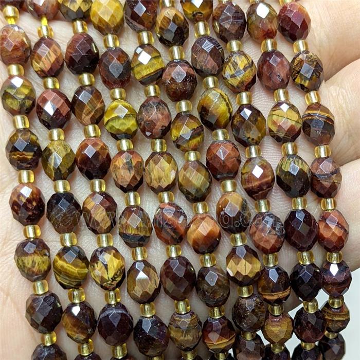 Natural Tiger Eye Stone Beads Yellow Red Faceted Rice