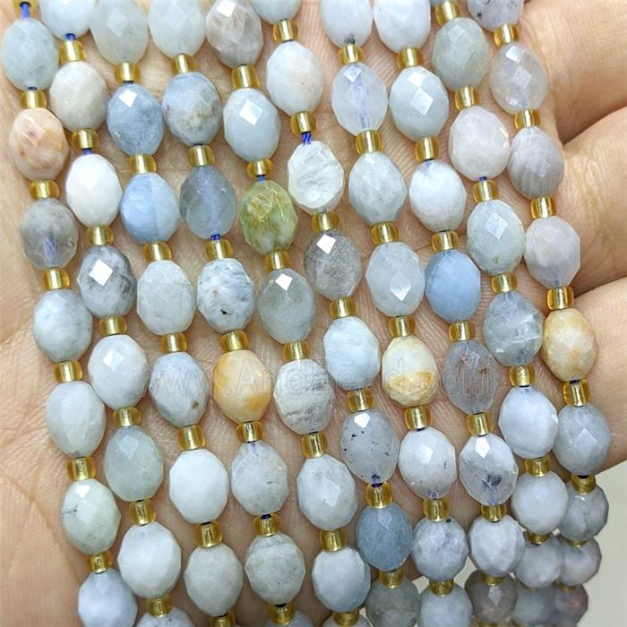Natural Blue Aquamarine Beads Faceted Rice