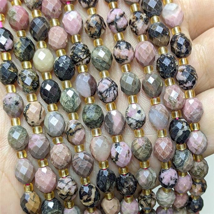 Natural Chinese Rhodonite Beads Faceted Rice