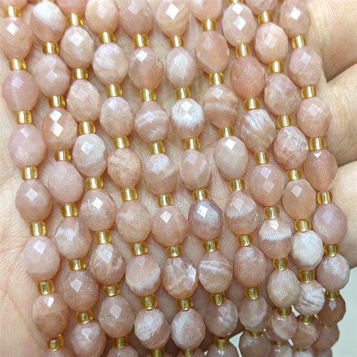 Natural Peach Sunstone Beads Faceted Rice