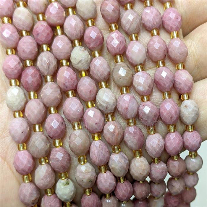 Natural Pink Wood Lace Jasper Beads Faceted Rice