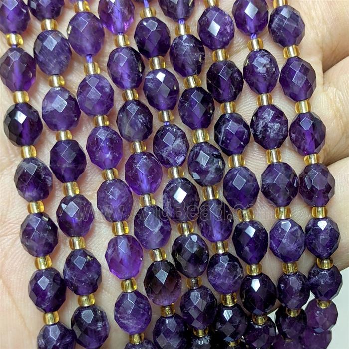 Natural Purple Amethyst Beads Faceted Rice