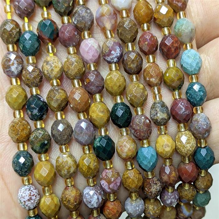 Natural Ocean Agate Beads Multicolor Faceted Rice