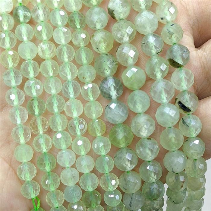 Natural Green Prehnite Beads Faceted Round