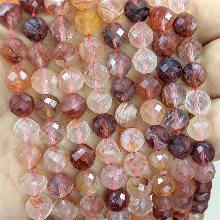 Natural Red Hematoid Quartz Beads Faceted Round
