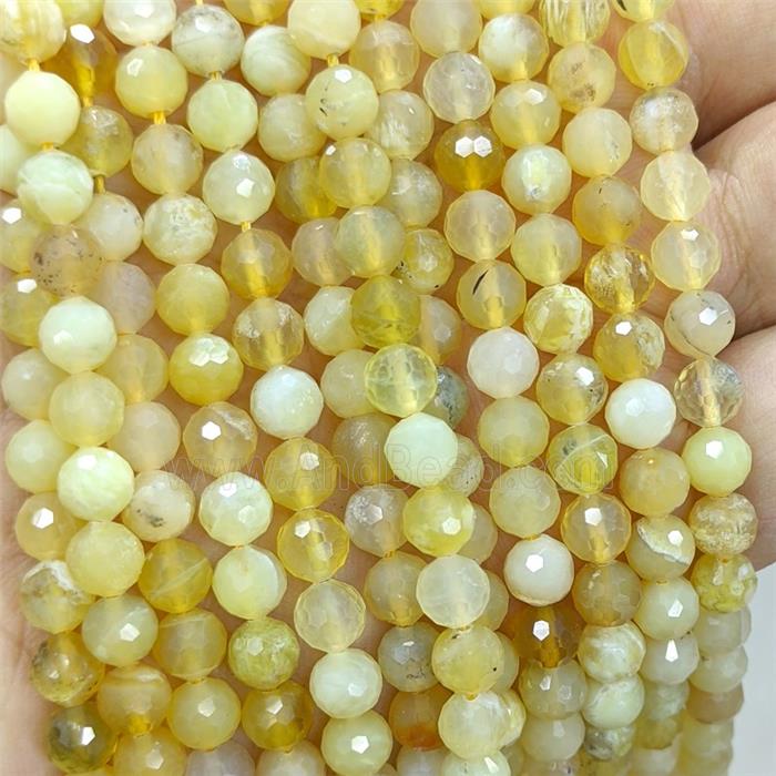 Natural Yellow Opal Beads Faceted Round