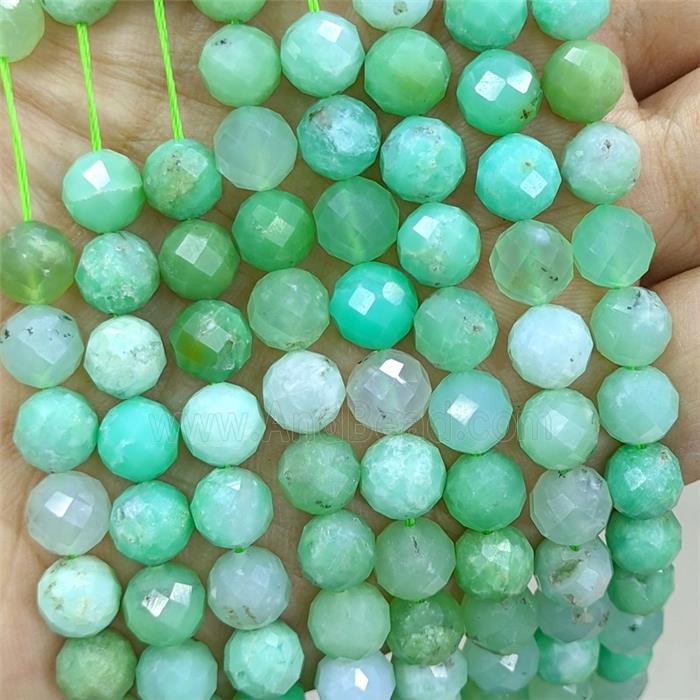 Natural Green Australian Chrysoprase Beads A-Grade Faceted Round