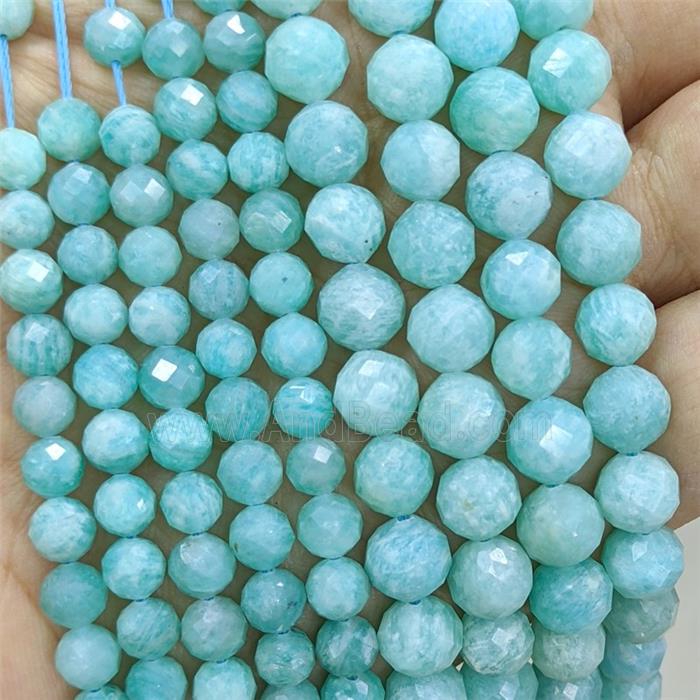 Natural Green Amazonite Beads Faceted Round