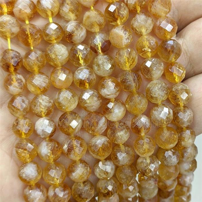 Natural Yellow Citrine Beads Faceted Round