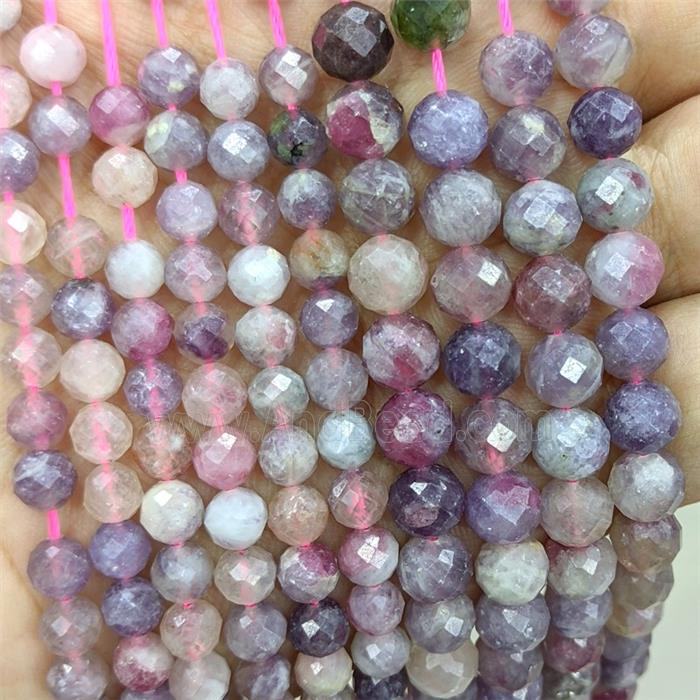 Natural Tourmaline Beads Pink Faceted Round