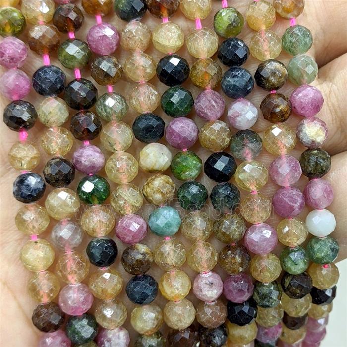 Natural Tourmaline Beads Multicolor Faceted Round