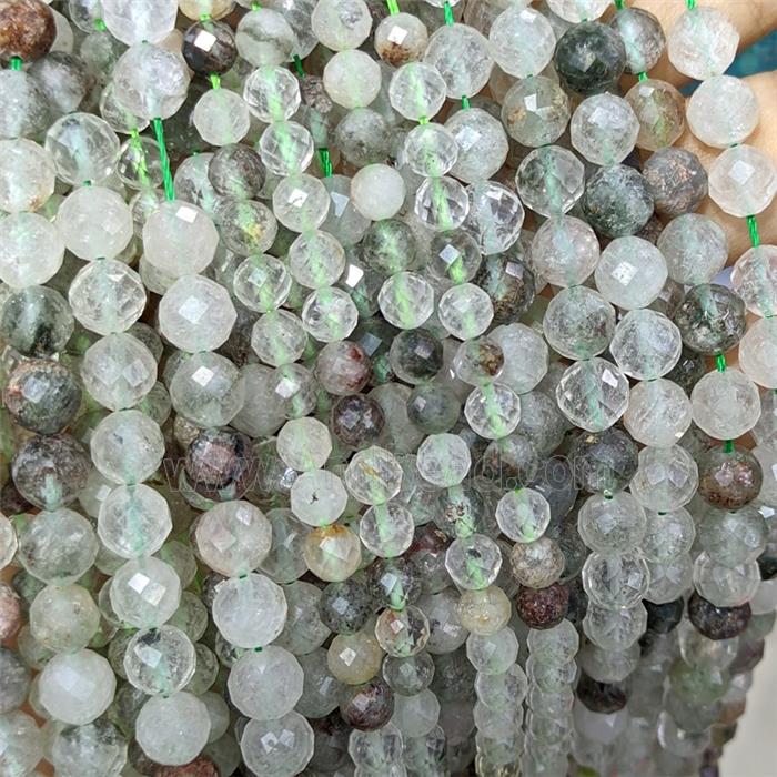 Natural Chlorite Quartz Beads Green Faceted Round