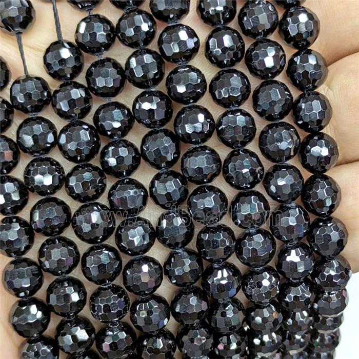 Natural Black Spinel Beads Faceted Round
