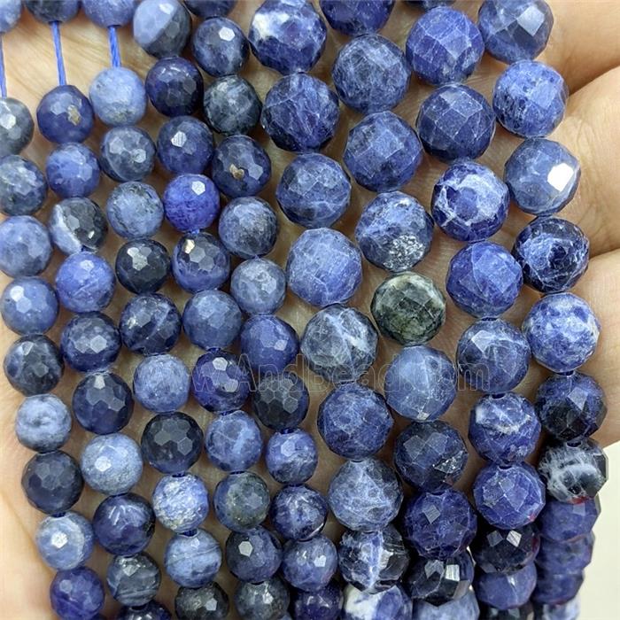 Natural Blue Sodalite Beads Faceted Round