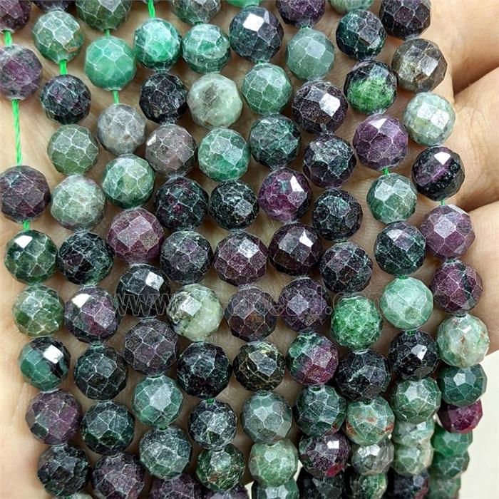 Natural Ruby In Zoisite Beads Faceted Round