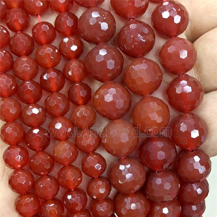 Natural Agate Beads Red Dye Faceted Round
