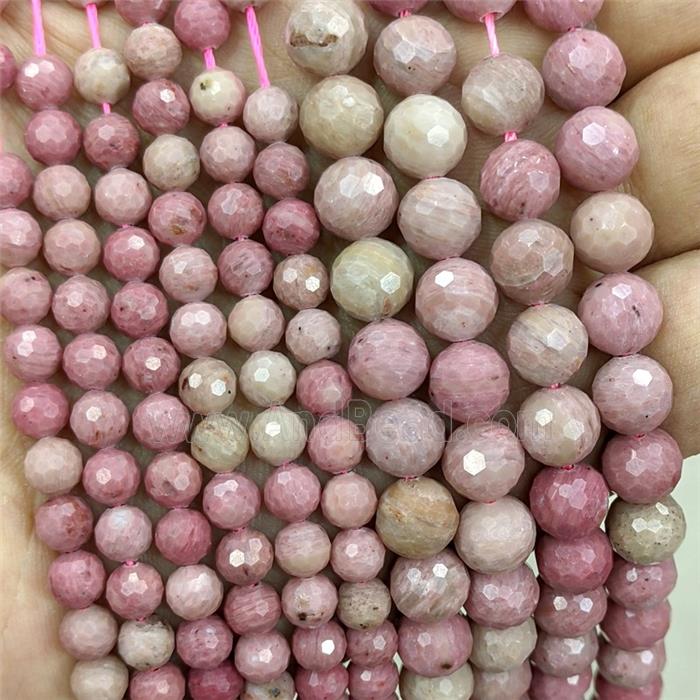 Natural Pink Wood Lace Jasper Beads Faceted Round