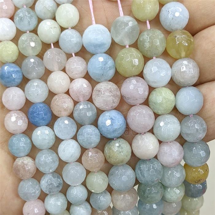 Natural Morganite Beads Multicolor Faceted Round