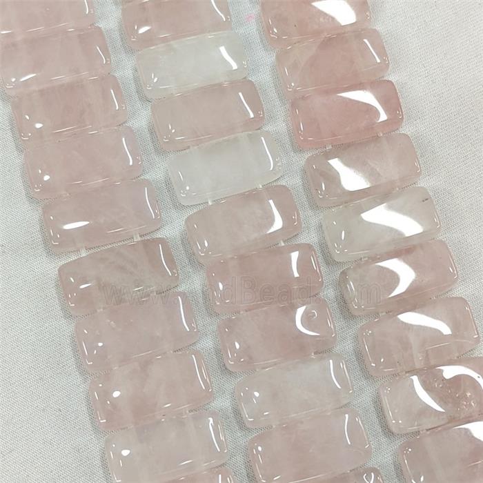Natural Pink Rose Quartz Beads Two Holes Rectangle