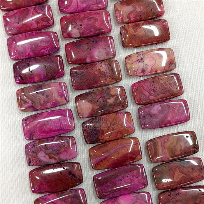 Natural Crazy Lace Agate Beads Two Holes Rectangle Red Dye
