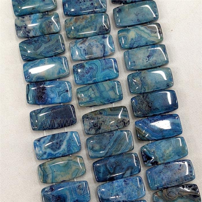 Natural Crazy Lace Agate Beads Two Holes Rectangle Blue Dye