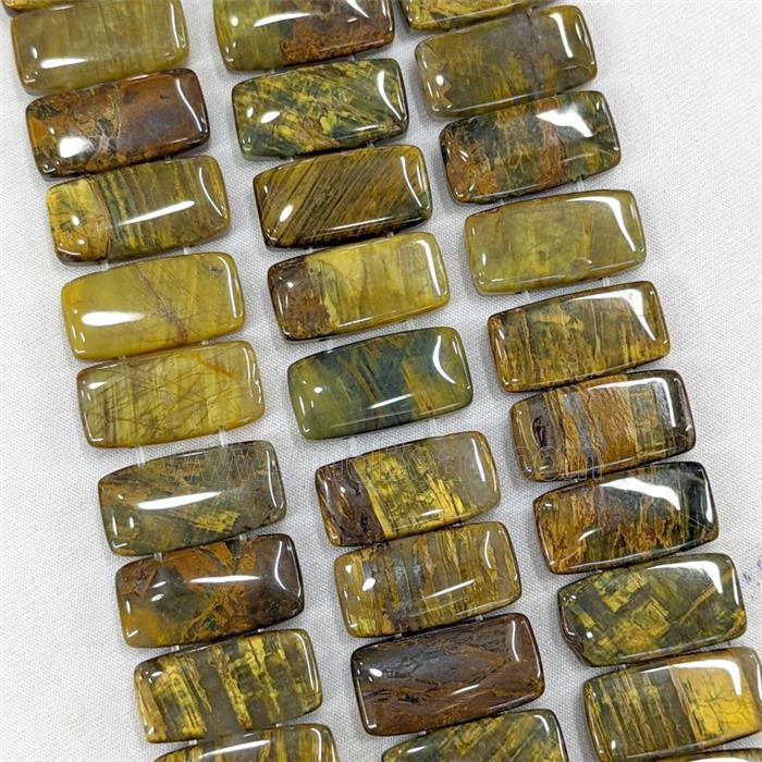 Natural Tiger Eye Stone Beads Two Holes Rectangle