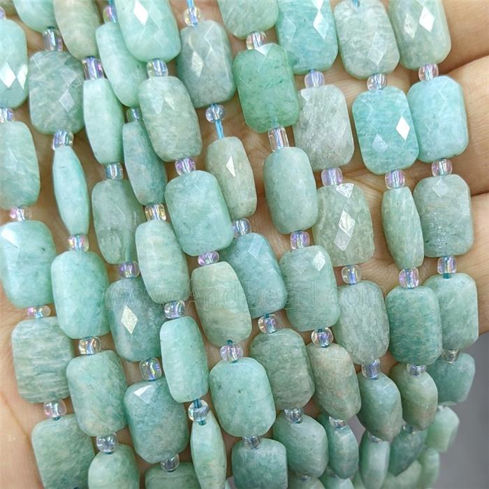 Natural Green Amazonite Beads Faceted Rectangle