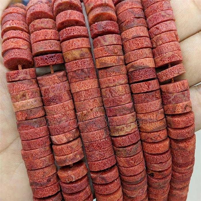 Natural Red Coral Heishi Beads Undye