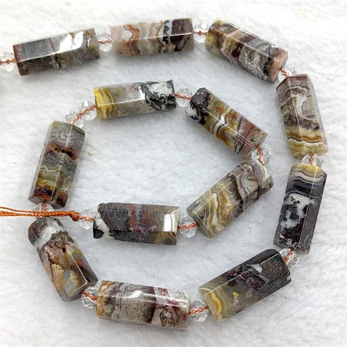 Natural Mexican Crazy Lace Agate Tube Beads