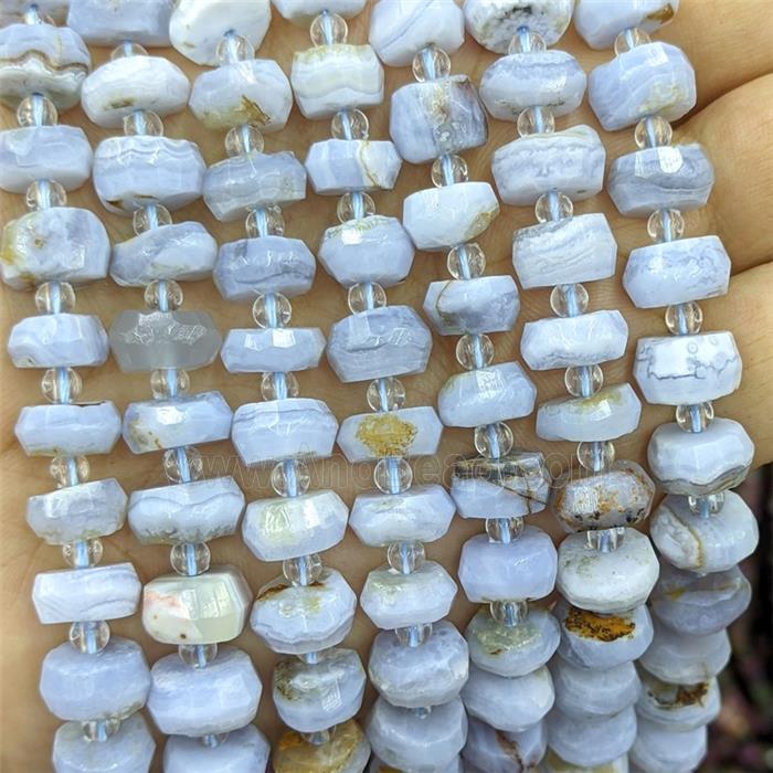 Natural Blue Lace Agate Beads Faceted Rondelle