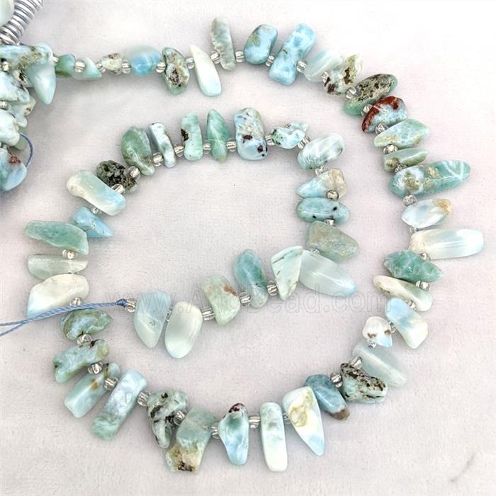 Natural Larimar Chips Beads Blue Freeform Topdrilled