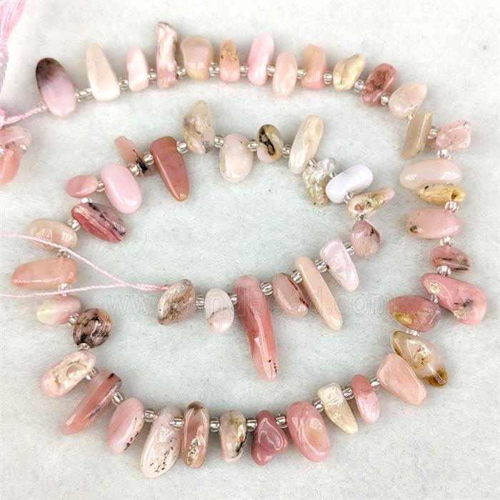 Natural Pink Opal Chips Beads Freeform Topdrilled