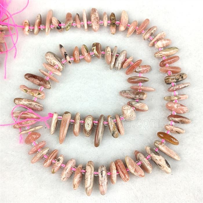 Natural Pink Rhodochrosite Chips Beads Freeform Topdrilled