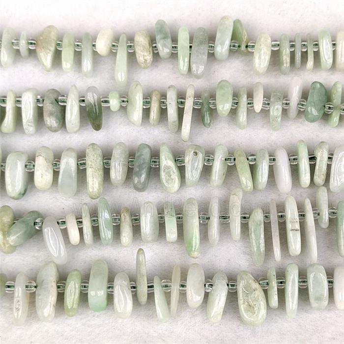 Natural Burmese Nephrite Jade Chips Beads Green Freeform Topdrilled