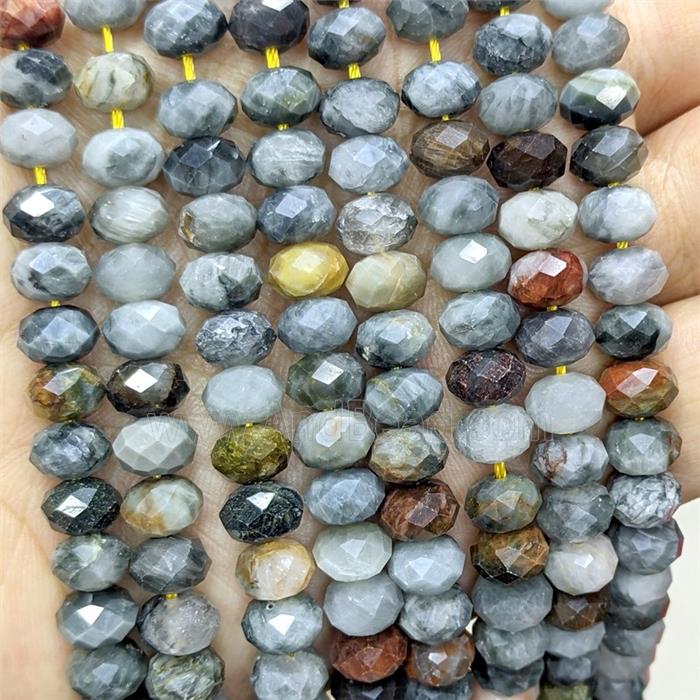 Natural Gray Hawkeye Jasper Beads Eagle Faceted Rondelle