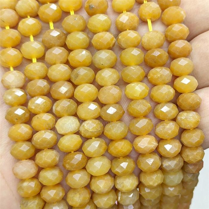 Natural Honey Jade Rondelle Beads Yellow Faceted