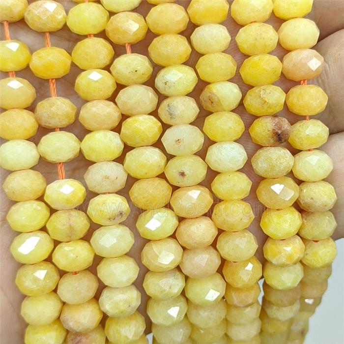 Natural Yellow Honey Jade Rondelle Beads Faceted B-Grade