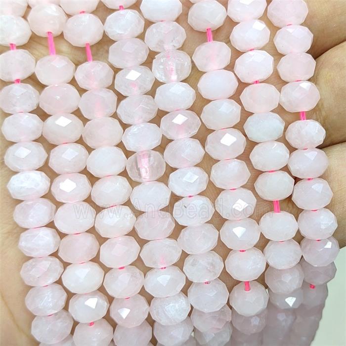 Natural Rose Quartz Beads Lt.pink Faceted Rondelle