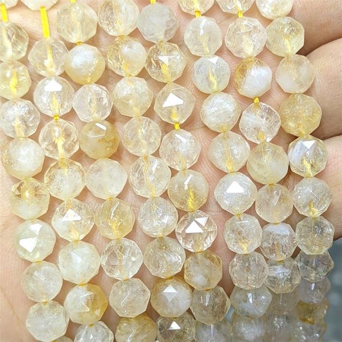 Natural Yellow Citrine Beads Cutted Round