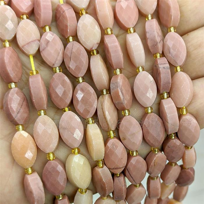 Peach Jade Beads Faceted Horse-Eye Dye