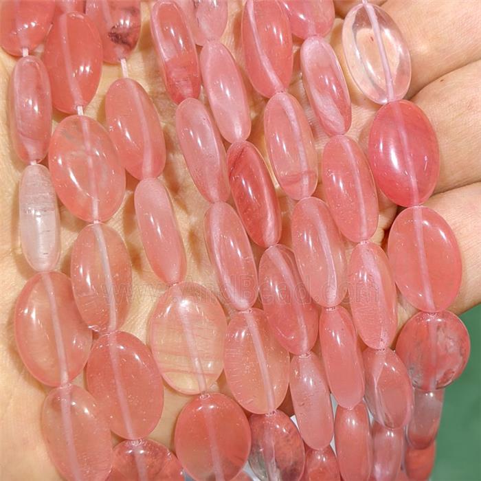 Synthetic Quartz Oval Beads Pink