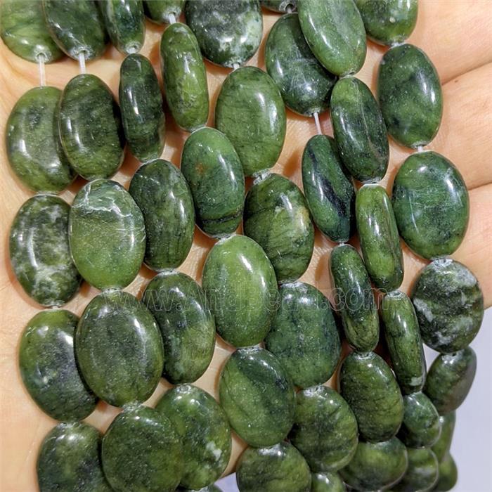 Chinese Nephrite Jade Oval Beads Green