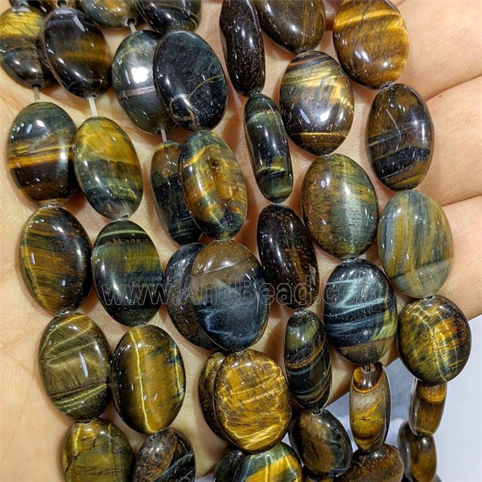 Blueyellow Tiger Eye Stone Oval Beads
