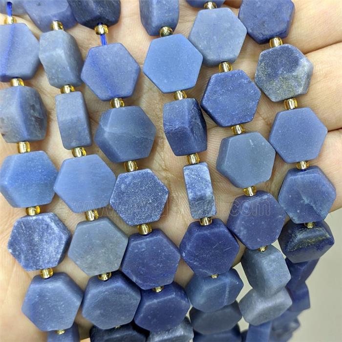 Natural Blue Aventurine Hexagon Beads Matte