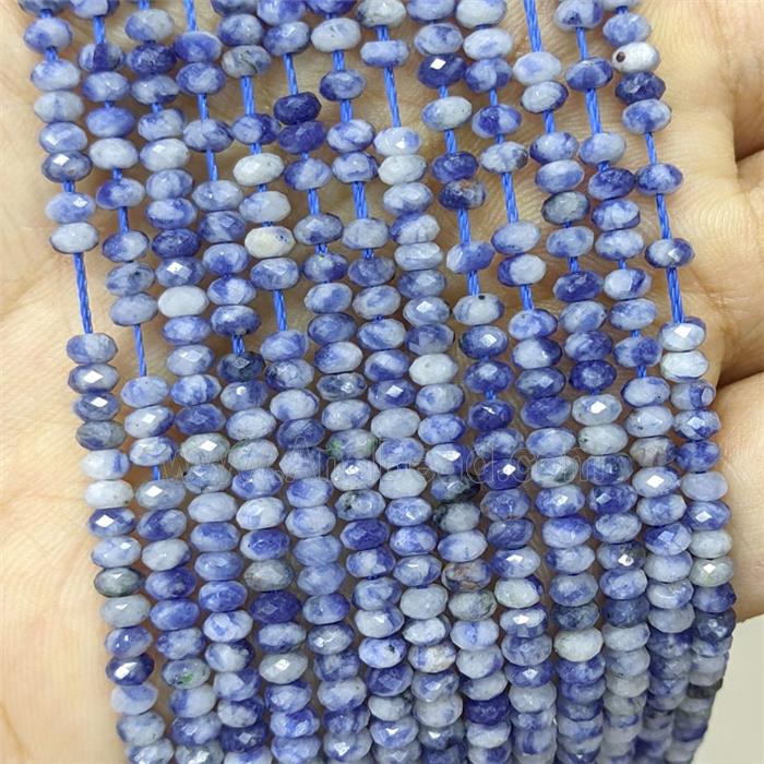 Blue Dalmatian Jasper Beads Faceted Rondelle