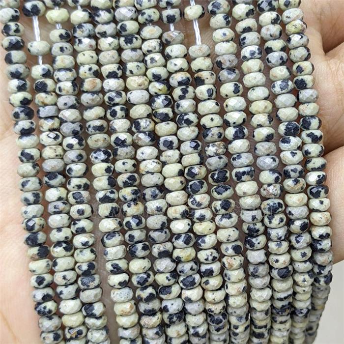 Black Dalmatian Jasper Beads Faceted Rondelle